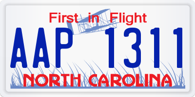 NC license plate AAP1311