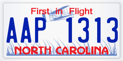 NC license plate AAP1313