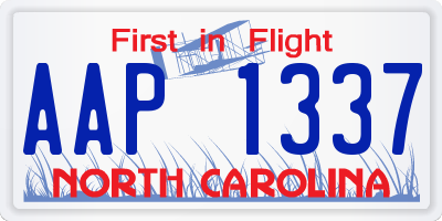 NC license plate AAP1337