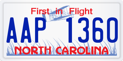 NC license plate AAP1360