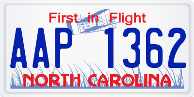 NC license plate AAP1362