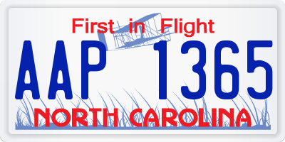 NC license plate AAP1365