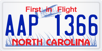 NC license plate AAP1366