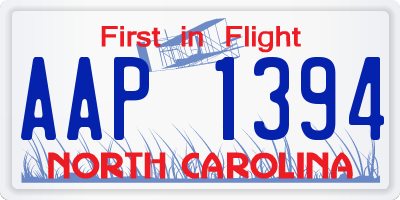 NC license plate AAP1394