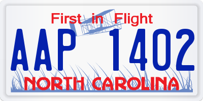 NC license plate AAP1402