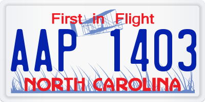NC license plate AAP1403