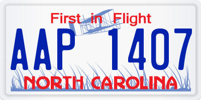 NC license plate AAP1407