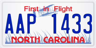 NC license plate AAP1433