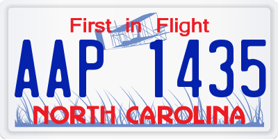 NC license plate AAP1435