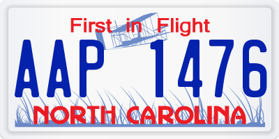 NC license plate AAP1476