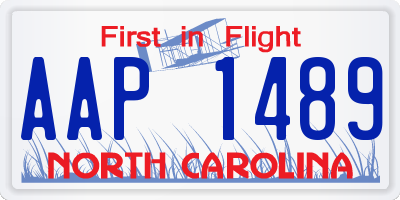 NC license plate AAP1489