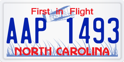 NC license plate AAP1493