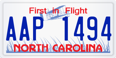 NC license plate AAP1494