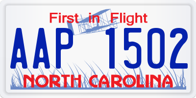 NC license plate AAP1502