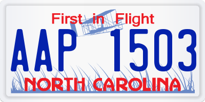 NC license plate AAP1503
