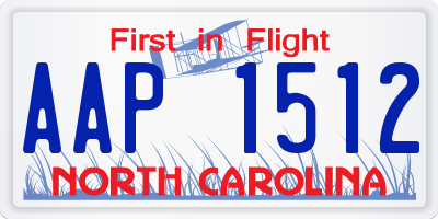 NC license plate AAP1512