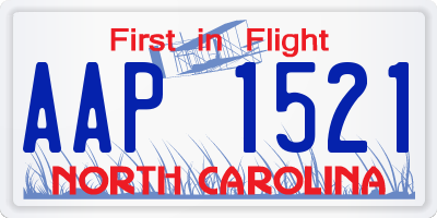 NC license plate AAP1521