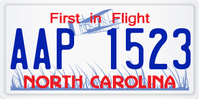 NC license plate AAP1523