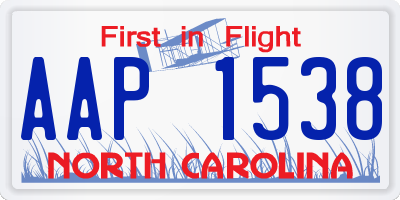 NC license plate AAP1538