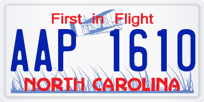 NC license plate AAP1610