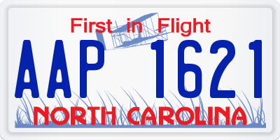 NC license plate AAP1621