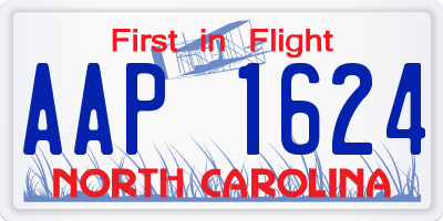 NC license plate AAP1624