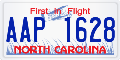 NC license plate AAP1628
