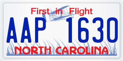 NC license plate AAP1630