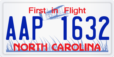 NC license plate AAP1632