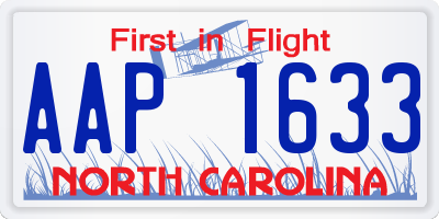 NC license plate AAP1633