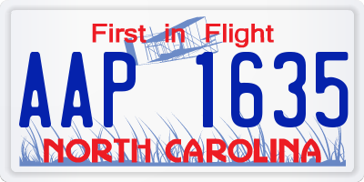 NC license plate AAP1635
