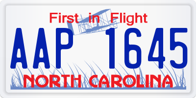 NC license plate AAP1645