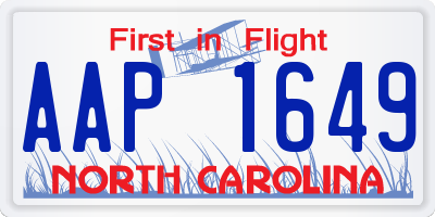 NC license plate AAP1649