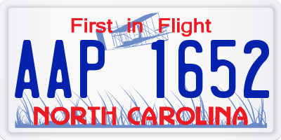 NC license plate AAP1652