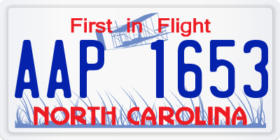 NC license plate AAP1653
