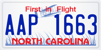 NC license plate AAP1663