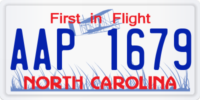 NC license plate AAP1679