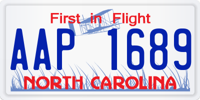 NC license plate AAP1689