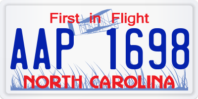 NC license plate AAP1698