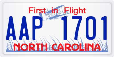 NC license plate AAP1701