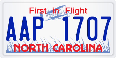 NC license plate AAP1707