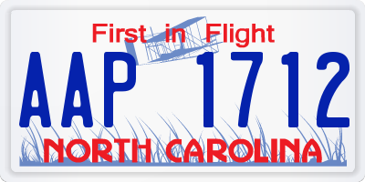 NC license plate AAP1712