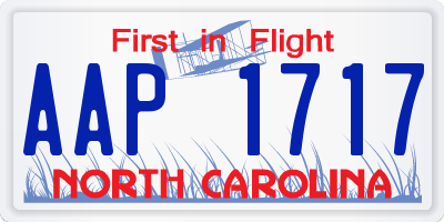 NC license plate AAP1717
