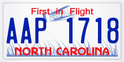 NC license plate AAP1718