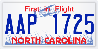 NC license plate AAP1725