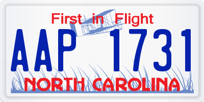NC license plate AAP1731