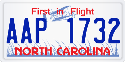 NC license plate AAP1732
