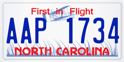 NC license plate AAP1734