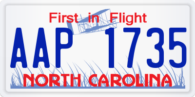 NC license plate AAP1735