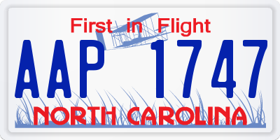 NC license plate AAP1747